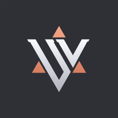 Geometrik Üçgen Elementli Modern UV Harf Logosu Tasarımı. UV Logo Baş harfleri