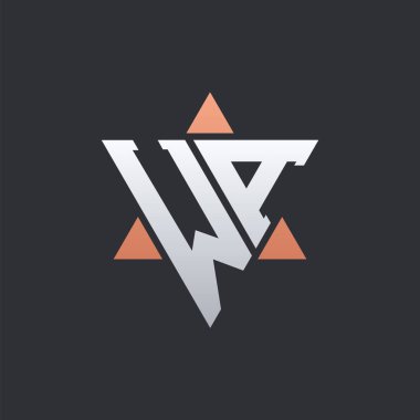 Geometrik Üçgen Elementli Modern WA Mektup Logosu Tasarımı. WA Logo Baş harfleri