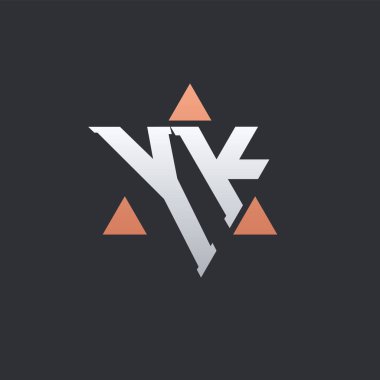 Geometrik Üçgen Elementli Modern YK Harf Logosu Tasarımı. YK Logo Baş harfleri