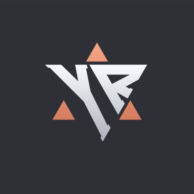 Geometrik Üçgen Elementli Modern YR Harf Logosu Tasarımı. YR Logo Baş harfleri