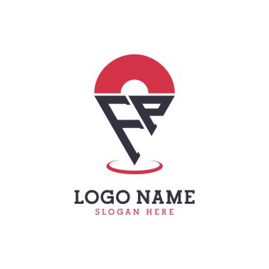 FP Konum Simgesi Tasarımı. Modern FP Navigasyon, Harita Uygulamaları ve Konum temelli İşletmeler Logosu