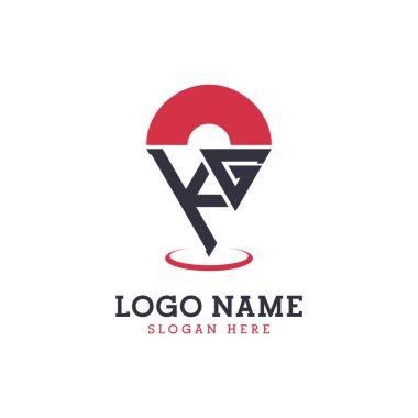 KG Konum Simgesi Tasarımı. Modern KG Navigasyon, Harita Uygulamaları ve Konum temelli İşletmeler Logosu