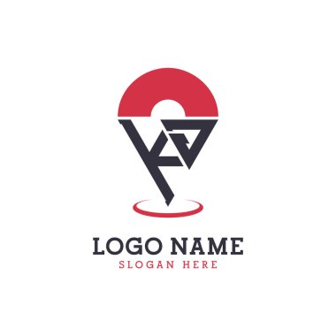 KJ Konum Simgesi Tasarımı. Modern KJ Navigasyon, Harita Uygulamaları ve Konum temelli İşletmeler Logosu