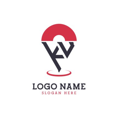 KU Konum Simgesi Tasarımı. Modern KU Navigasyon, Harita Uygulamaları ve Konum temelli İşletmeler Logosu