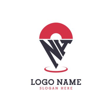 NH Location Icon Design. Modern NH Pinpoint Logo for Navigation, Map Apps, and Location Based Businesses clipart