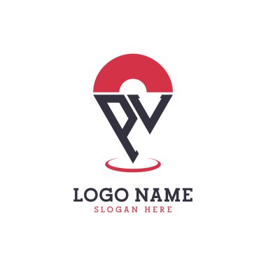 PL Konum Simgesi Tasarımı. Modern PL Navigasyon, Harita Uygulamaları ve Konum temelli İşletmeler Logosu