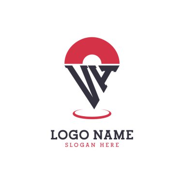 VH Location Icon Design. Modern VH Pinpoint Logo for Navigation, Map Apps, and Location Based Businesses clipart