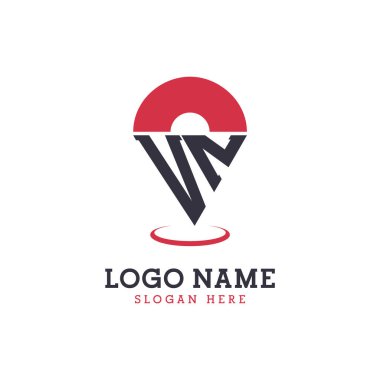 VN Location Icon Design. Modern VN Pinpoint Logo for Navigation, Map Apps, and Location Based Businesses clipart