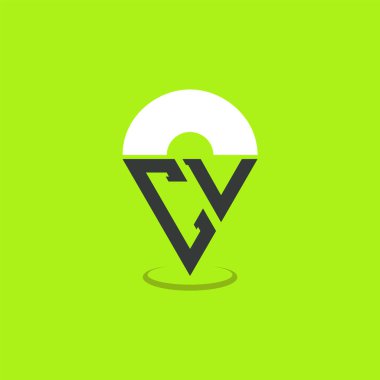 Harf CV Logo Tasarımı. Navigasyon, Harita Uygulamaları ve Konum Bazlı İşletmeler için Modern Başlangıç Noktası Logosu