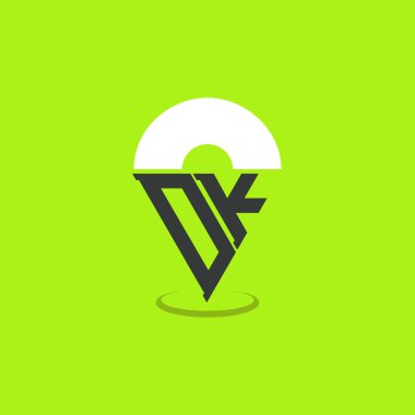 Harf DK Logo Tasarımı. Günümüz Navigasyon, Harita Uygulamaları ve Konum temelli İşletmeler için DK Noktalama Logosu