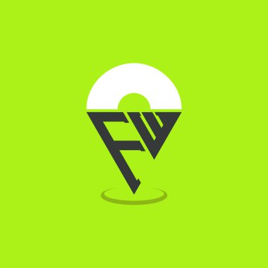 Letter FW Location Logo Design. Modern Initials FW Pinpoint Logo for Navigation, Map Apps, and Location Based Businesses clipart