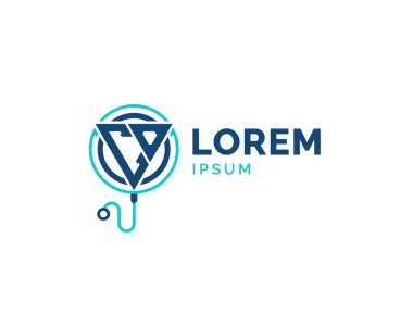 Karbonmonoksit logosu. Stetoskop Simgesi ile Doktor, Hastane, Eczane ve Tedavi Hizmetleri için CO Sağlık Logosu