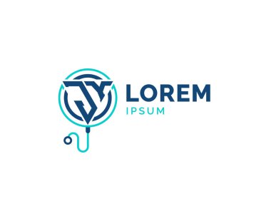 JY Tıbbi Logosu. Stetoskop Simgesi ile Doktor, Hastane, Eczane ve Tedavi Hizmetleri için JY Sağlık Logosu
