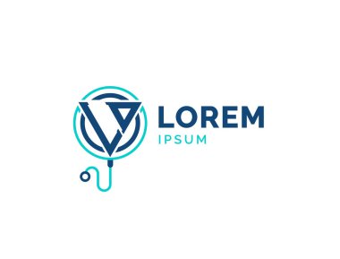 LD Tıbbi Logosu. Stetoskop Simgesi ile Doktor, Hastane, Eczane ve Tedavi Hizmetleri için LD Sağlık Logosu