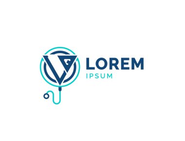 LQ Tıbbi Logosu. Stetoskop Simgesi ile Doktor, Hastane, Eczane ve Tedavi Hizmetleri için LQ Sağlık Logosu