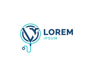 LY Tıbbi Logosu. Stetoskop Simgesi ile Doktor, Hastane, Eczane ve Tedavi Hizmetleri İçin ly Sağlık Logosu