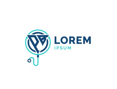 PB Tıbbi Logosu. Stetoskop Simgesi ile Doktor, Hastane, Eczane ve Tedavi Hizmetleri İçin PB Sağlık Logosu