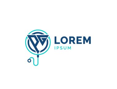 PG Tıbbi Logosu. Stetoskop Simgesi ile Doktor, Hastane, Eczane ve Tedavi Hizmetleri İçin PG Sağlık Logosu