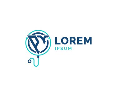 PY Tıbbi Logosu. Stetoskop Simgesi ile Doktor, Hastane, Eczane ve Tedavi Hizmetleri İçin PY Sağlık Logosu
