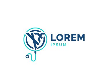 XX Tıbbi Logo. Stetoskop Simgesi ile Doktor, Hastane, Eczane ve Tedavi Hizmetleri için XX Sağlık Logosu