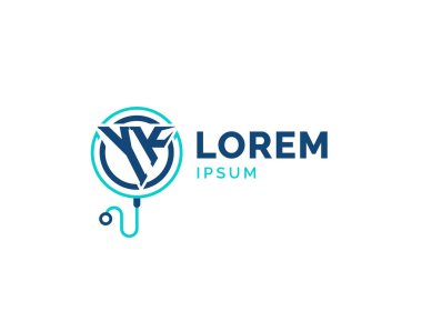 YK Tıbbi Logosu. Stetoskop Simgesi ile Doktor, Hastane, Eczane ve Tedavi Hizmetleri için YK Sağlık Logosu