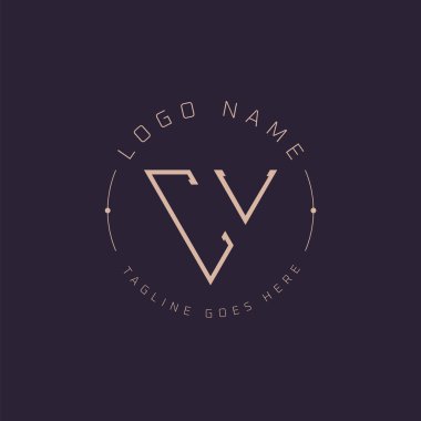 Profesyonel CV logosu. Premium Markalaşma için Modern Minimal CV Harf Amblemi