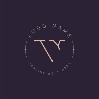 Profesyonel TY logosu. Premium Markalaşma için Modern Asgari TY Harf Amblemi
