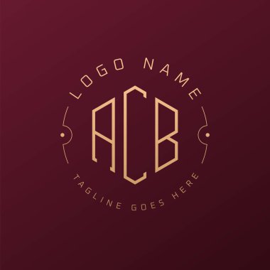 Lüks ACB Logo Tasarımı, Zarif Harf ACB Monogram Logosu. Minimalist Çokgen ACB Logo Tasarım Şablonu