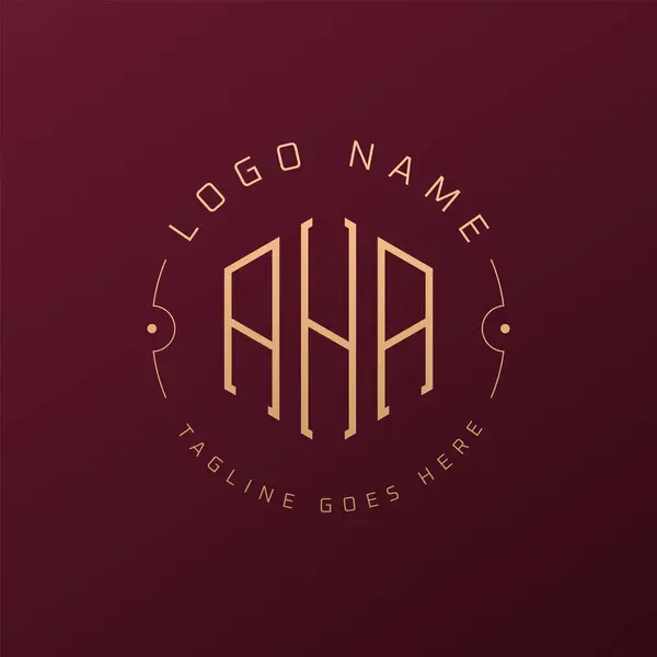 Lüks AHA Logo Tasarımı, Zarif Harf AHA Monogram Logosu. Minimalist Çokgen AHA Logo Tasarım Şablonu