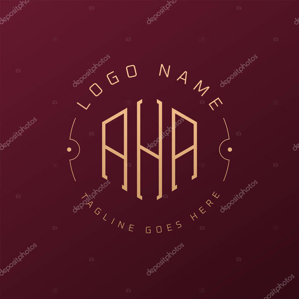 Luxury AHA Logo Design, Elegant Letter AHA Monogram Logo. Minimalist Polygon AHA Logo Design Template