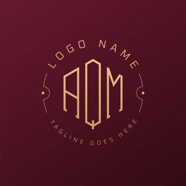 Lüks AQM Logo Tasarımı, Zarif Harf AQM Monogram Logosu. Minimalist Çokgen AQM Logo Tasarım Şablonu