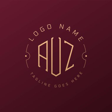 Lüks AUZ Logo Tasarımı, Zarif Harf AUZ Monogram Logosu. Minimalist Çokgen AUZ Logo Tasarım Şablonu