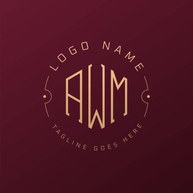 Lüks AWM Logo Tasarımı, Zarif Harf AWM Monogram Logosu. Minimalist Çokgen AWM Logo Tasarım Şablonu