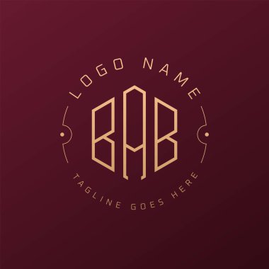Lüks BAB Logo Tasarımı, Zarif Harf BAB Monogram Logosu. Minimalist Çokgen BAB Logo Tasarım Şablonu