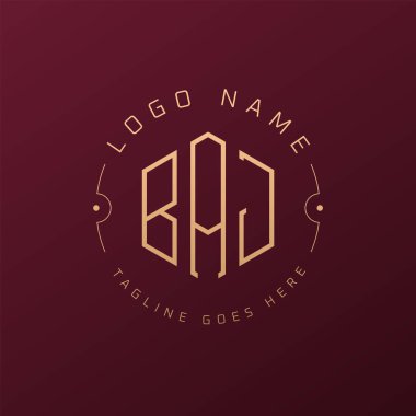 Lüks BAJ Logo Tasarımı, Zarif Harf BAJ Monogram Logosu. Minimalist Çokgen BAJ Logo Tasarım Şablonu