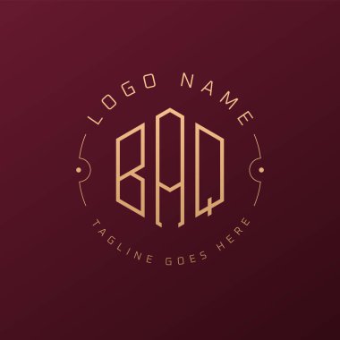 Lüks BAQ Logo Tasarımı, Zarif Harf BAQ Monogram Logosu. Minimalist Çokgen BAQ Logo Tasarım Şablonu