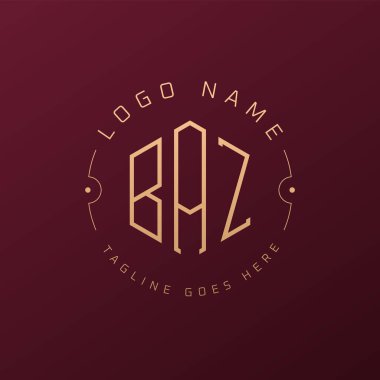 Lüks BAZ Logo Tasarımı, Zarif Harf BAZ Monogram Logosu. Minimalist Çokgen BAZ Logo Tasarım Şablonu