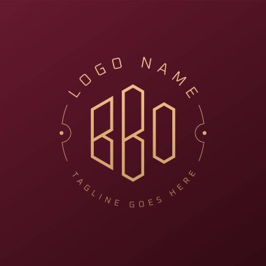 Lüks BBO Logo Tasarımı, Zarif Harf BBBO Monogram Logosu. Minimalist Çokgen BBO Logo Tasarım Şablonu