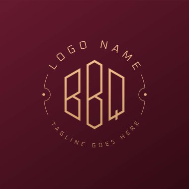 Lüks BBQ Logo Tasarımı, Zarif Harf BBBQ Monogram Logosu. Minimalist Çokgen BBQ Logo Tasarım Şablonu