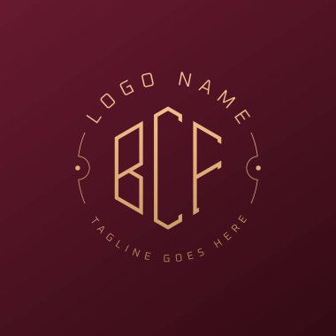 Lüks BCF Logo Tasarımı, Zarif Harf BCF Monogram Logosu. Minimalist Çokgen BCF Logo Tasarım Şablonu