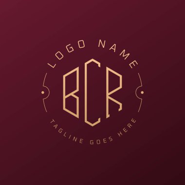 Lüks BCR Logo Tasarımı, Zarif Harf BCR Monogram Logosu. Minimalist Çokgen BCR Logo Tasarım Şablonu