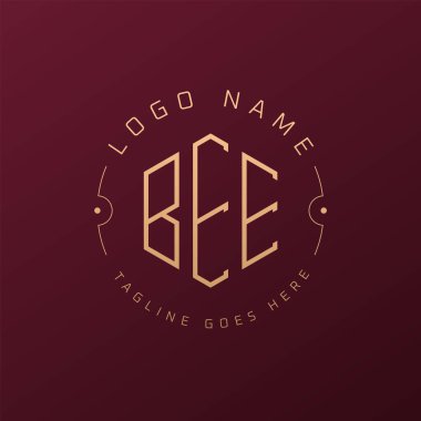 Lüks Arı Logosu Tasarımı, Zarif Harf Arı Monogram Logosu. Minimalist Çokgen Arı Logo Tasarım Şablonu