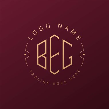 Lüks BEG Logosu Tasarımı, Zarif Harf Dilenci Monogram Logosu. Minimalist Çokgen Dilbilgisel Logo Tasarım Şablonu