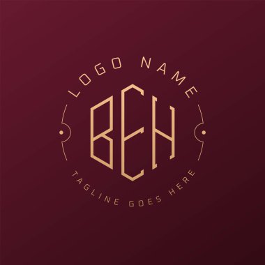 Lüks BEH Logo Tasarımı, Zarif Harf BEH Monogram Logosu. Minimalist Çokgen BEH Logo Tasarım Şablonu