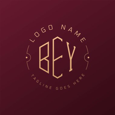 Lüks BEY Logo Tasarımı, Zarif Harf BEY Monogram Logosu. Minimalist Çokgen BEY Logo Tasarım Şablonu
