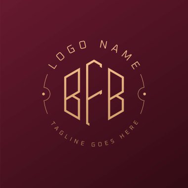 Lüks BFB Logo Tasarımı, Zarif Harf BFB Monogram Logosu. Minimalist Çokgen BFB Logo Tasarım Şablonu