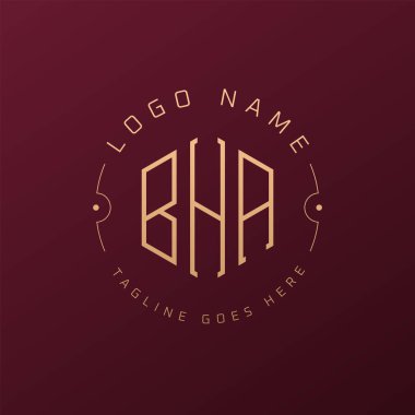 Lüks BHA Logo Tasarımı, Zarif Harf BHA Monogram Logosu. Minimalist Çokgen BHA Logo Tasarım Şablonu