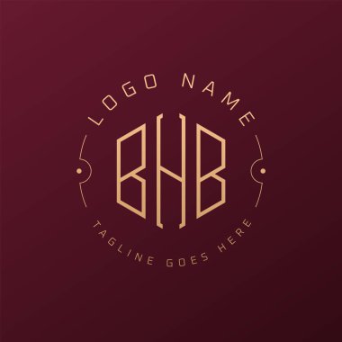 Lüks BHB Logo Tasarımı, Zarif Harf BHB Monogram Logosu. Minimalist Çokgen BHB Logo Tasarım Şablonu