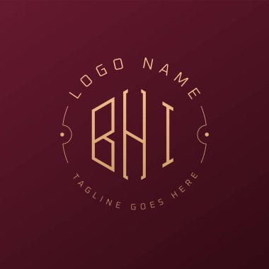 Lüks BHI Logo Tasarımı, Zarif Harf BHI Monogram Logosu. Minimalist Çokgen BHI Logo Tasarım Şablonu