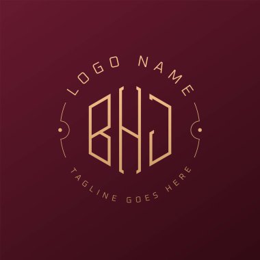 Lüks BHJ Logo Tasarımı, Zarif Harf BHJ Monogram Logosu. Minimalist Çokgen BHJ Logo Tasarım Şablonu